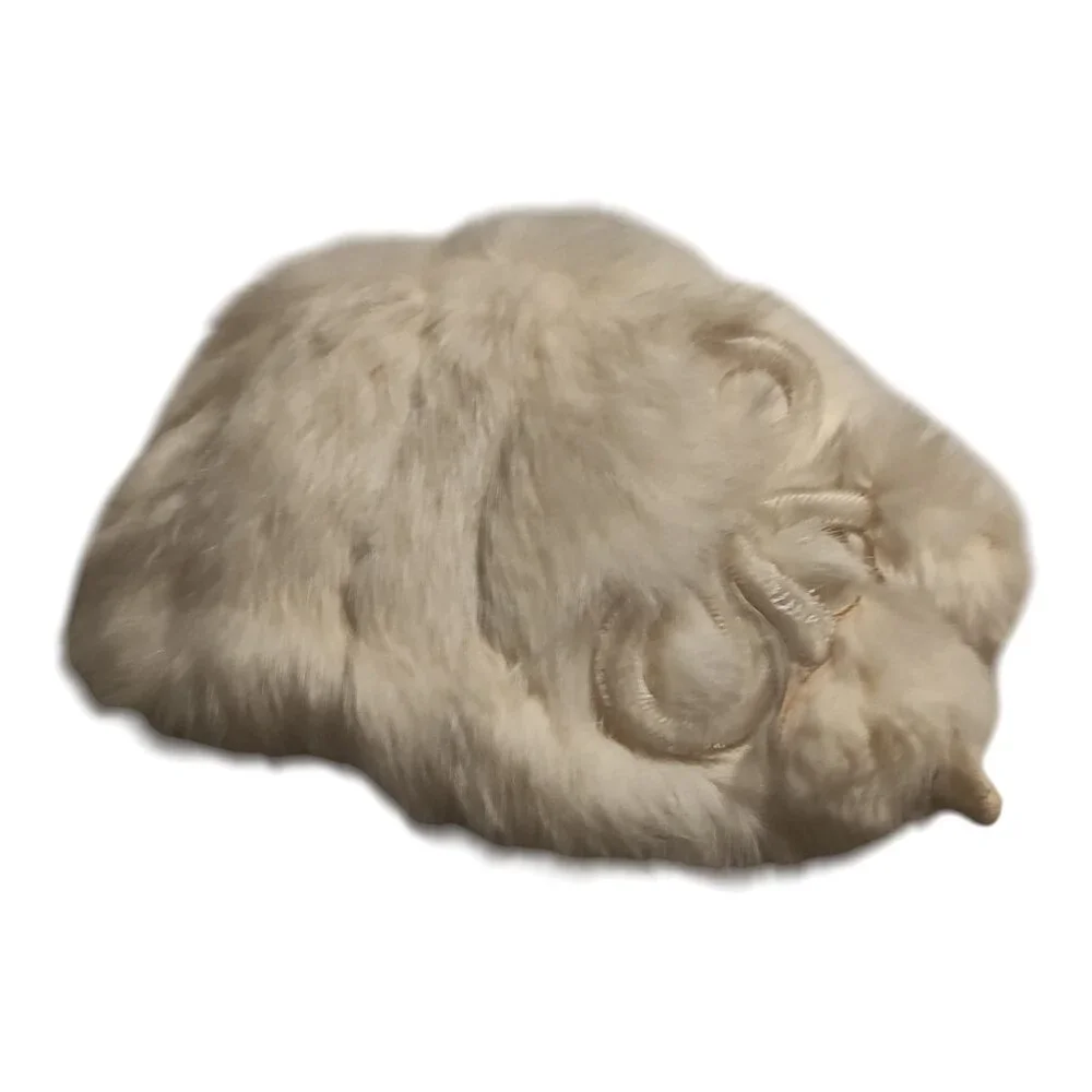 Vintage Retro Off-White/Cream Fur Bandeau Hat / Headband-Style Hat 1950s-1960s